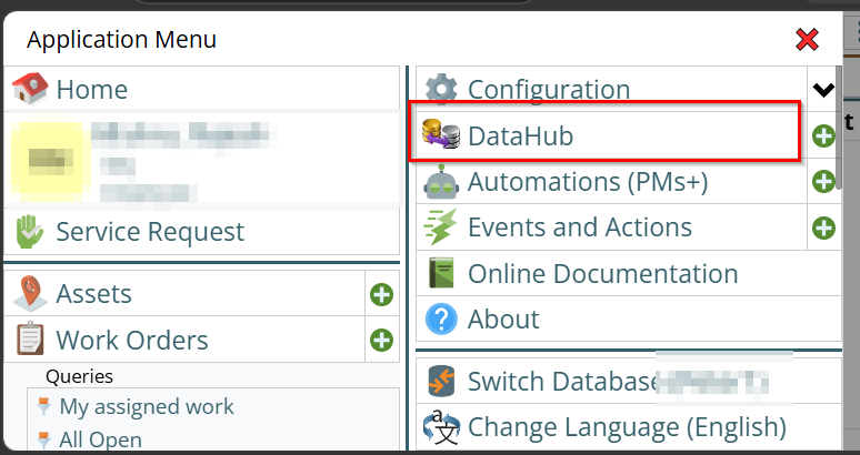 Shows navigating to the DataHub module